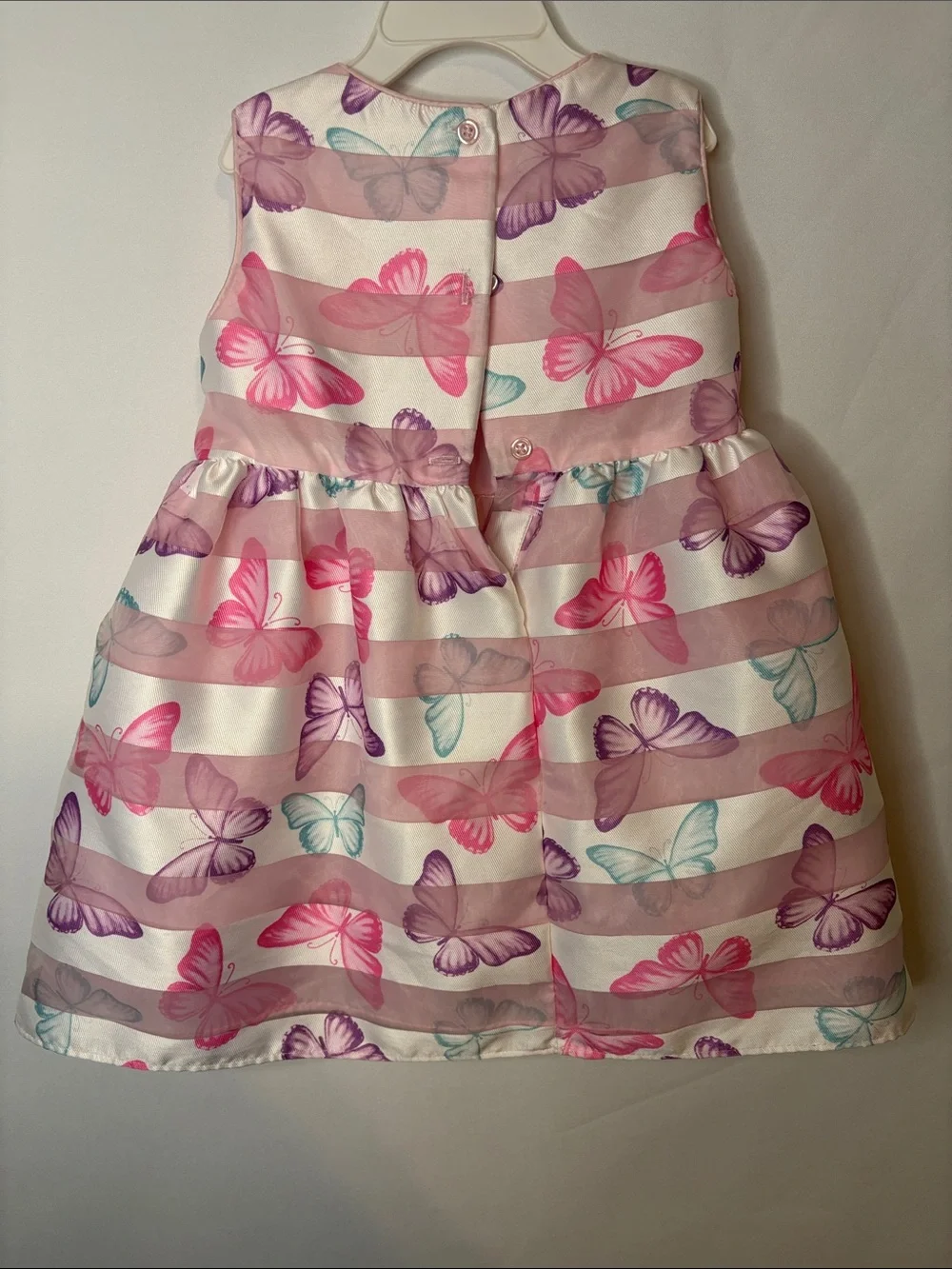 healthtex Pink and Purple Butterfly Striped Party Dress | 3T